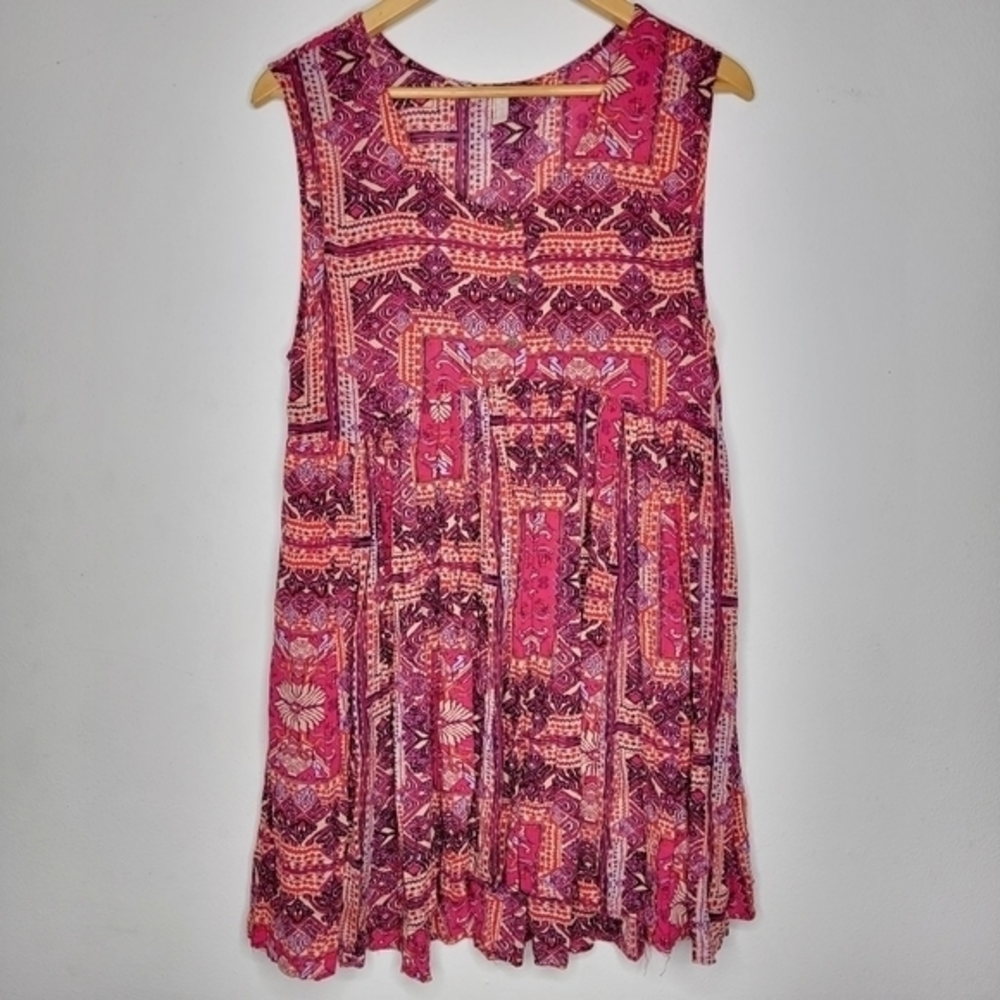 Free‎ People Small Bohemian Sleeveless Button Front Flowy Sheer Women's Dress